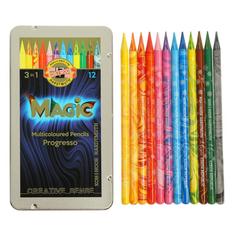 Карандаши цветные цельнографит 12 цветов Koh-I-Noor PROGRESSO MAGIC 8772, металлический пе
