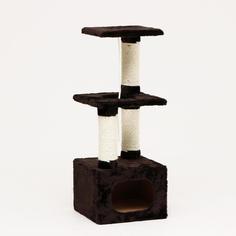 Комплекс с домом, лежанками, когтеточками, 35 х 35 х 105 см, коричневый No Brand