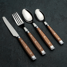 Набор столовых приборов «Аппетит», 24 предмета, цвет ручек коричневый No Brand