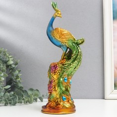 Сувенир полистоун "Красочный павлин" стразы 9,5х9,5х30 см No Brand