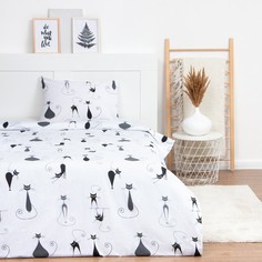 Постельное бельё 1,5 сп LoveLife Cat пододеяльник 150х217 см+наволочка 50*70 см-1шт, попли No Brand