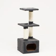 Комплекс с домом, лежанками, когтеточками, 35 х 35 х 105 см, серый No Brand