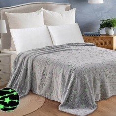 Плед светящийся 150х200 см «Звёзды», велсофт 260г/м No Brand