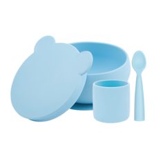 Набор силиконовой посуды для кормления Minikoioi BLW Set I - Mineral Blue