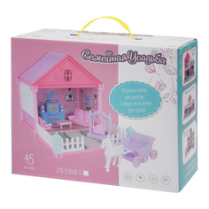 Домик для кукол Zhorya Toys Семейная усадьба с мебелью для гостинной и коретой