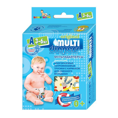 Подгузники-трусики Multi Diapers многоразовые непромокаемые р 2 3-6 кг в ассортименте