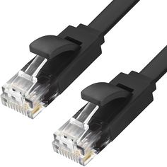 GCR Патч-корд PROF плоский прямой 7.5m, UTP медь кат.6, черный, 30 AWG