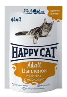 Влажный корм для кошек Happy Cat, цыпленок, 24шт по 100 г
