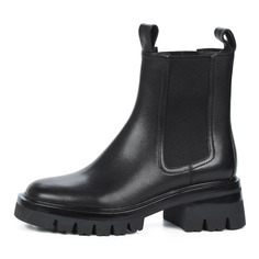 Черные ботинки челси из кожи на подкладке из натуральной шерсти на тракторной подошве с квадратным каблуком Corso Como