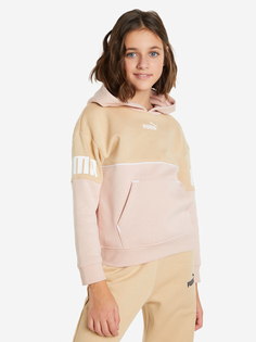 Худи для девочек PUMA Power Colorblock, Бежевый, размер 117-128