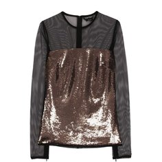 Приталенный топ с пайетками и прозрачными вставками Tom Ford