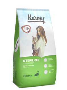 Сухой корм для кошек Karmy Sterilized, для стерилизованных, лосось, 10кг