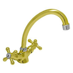 Смеситель для кухни ЦС СМ 25 КМ КРЕСТ золото Эконом