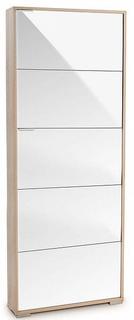 Обувница Вентал VIVA 5 стекло/зеркало Дуб санома/Белое стекло