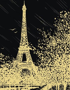 Набор для создания гравюры Гравюра Эйфелева башня золото SGHK-25, 20x25.5 см от Hobbius