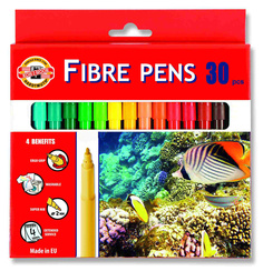 Фломастеры Koh-I-Noor Fish 1002 771002CJ05KS трехгр. Вентилируемый смываемые 30цв. коробка