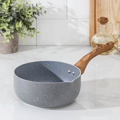 Ковш Stella, 1,6 л, 15×8 см, пластиковая ручка, индукция, антипригарное покрытие, цвет сер No Brand