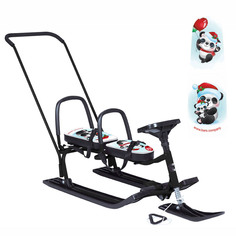 Снегокат Барс 505 TWINS BABY PUSH Панды маскарад, разборный, для двоих Bars