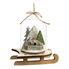 Подвесное украшение новогоднее Magic Time Лиса в колбе с подсветкой 13 x 11,5 x 8 см