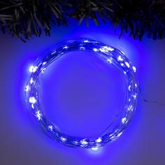 Гирлянда Нить 10 м роса IP20 серебристая нить 100 LED свечение синее 12 В Luazon Lighting