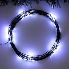 Гирлянда «Нить» 5 м роса, IP20, зелёная нить, 50 LED, свечение белое, 2 режима, AAх3 Luazon Lighting