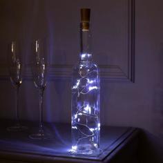 Гирлянда Нить 1 м роса с пробкой IP20 серебристая нить 10 LED свечение белое LR44х3 Luazon Lighting