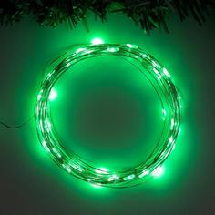 Гирлянда «Нить» 5 м роса, IP20, серебристая нить, 50 LED, свечение зелёное, 2 режима, AAх3 Luazon Lighting