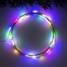 Гирлянда «Нить» 5 м роса, IP20, серебристая нить, 50 LED, свечение мульти, 2 режима, AAх3 Luazon Lighting