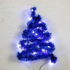 Гирлянда Мишура 1 м роса, IP20, синяя нить, 22 LED, 8 слоёв, свечение белое, CR2032х2 Luazon Lighting