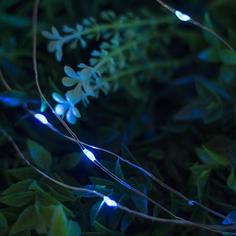 Гирлянда Нить 20м роса, IP44, серебр. нить, 200 LED, свечение синее, 2 режима, солн. бат. Luazon Lighting