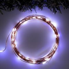 Гирлянда «Нить» 5 м роса, IP20, медная нить, 50 LED, свечение белое, 2 режима, AAх3 Luazon Lighting