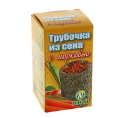 Трубочка Бриллиант Nati из сена с морковью для грызунов, 220 г