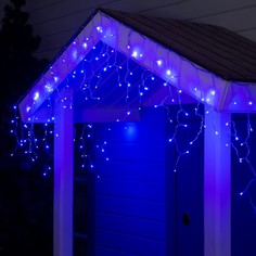 Гирлянда Бахрома 3×0.6 м, IP44, УМС, прозр. нить, 160 SMD-LED, свечение синее, 220 В Luazon Lighting