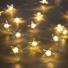Гирлянда Нить 2м роса Звезда, IP20, серебр. нить, 20 LED, свечение т/бел, 2 режима, ААх2 Luazon Lighting