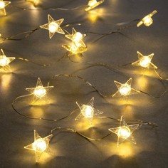 Гирлянда Нить 2м Снежная звезда, IP20, серебр. нить, 20LED, свечение т/бел, 2 режима, ААх2 Luazon Lighting