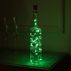 Гирлянда Нить 2 м роса с пробкой, IP20, серебр. нить, 20 LED, свечение зелёное, LR44х3 Luazon Lighting