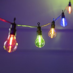 Гирлянда Белт-лайт 5 м Лампочки, IP44, УМС, тёмная нить, 10 LED, свечение мульти, 220В Luazon Lighting