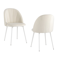 Стул для кухни Логан велюр молочный белые ножки(комплект 2 шт) Stool Group