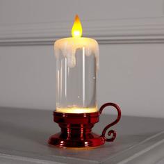 Светодиодная фигура «Красная свеча» 7 × 15 × 7 см, свечение тёплое белое Luazon Lighting