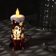 Светодиодная фигура «Свеча с Дедом Морозом» 9 × 15 × 7 см, свечение тёплое белое Luazon Lighting