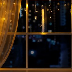 Гирлянда «Бахрома» 3×0.5 м, IP20, прозрач. нить, 80 LED, свечение жёлтое, 8 режимов, 220 В Luazon Lighting