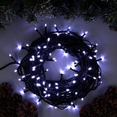 Гирлянда «Нить» 10 м, IP44, тёмная нить, 100 LED, свечение белое, 8 режимов, 220 В Luazon Lighting