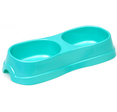 Миска для кошек Atlantis Plast, двойная, 28 х 12.5 х 5 см, светло-зеленый, 2 х 0.3 л