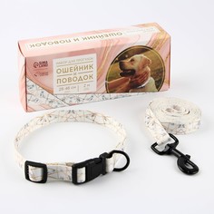 Набор «Мрамор», застёжка - фастекс, поводок 2 м и ошейник 28-46 см Пушистое счастье