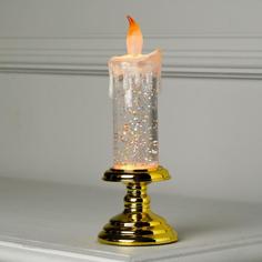 Светодиодная фигура «Свеча золотистая» 7 × 20 × 7 см, свечение тёплое белое Luazon Lighting