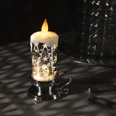 Светодиодная фигура «Свеча с ёлкой» 9 × 15 × 7 см, свечение тёплое белое Luazon Lighting