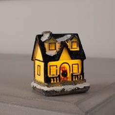 Светодиодная фигура «Зимний домик», керамика, батарейки AG13х2, свечение тёплое белое Luazon Lighting