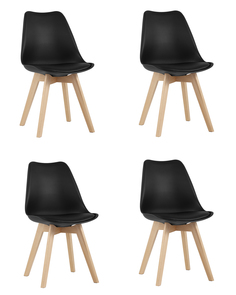 Комплект стульев для кухни 4 шт FRANKFURT NEW, черный, деревянные ножки Stool Group
