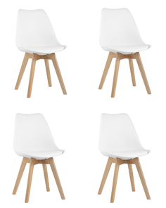 Комплект стульев для кухни 4 шт FRANKFURT NEW, белый, деревянные ножки Stool Group