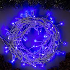 Гирлянда «Нить» 10 м, IP44, белая нить, 100 LED, свечение синее, 8 режимов, 220 В Luazon Lighting